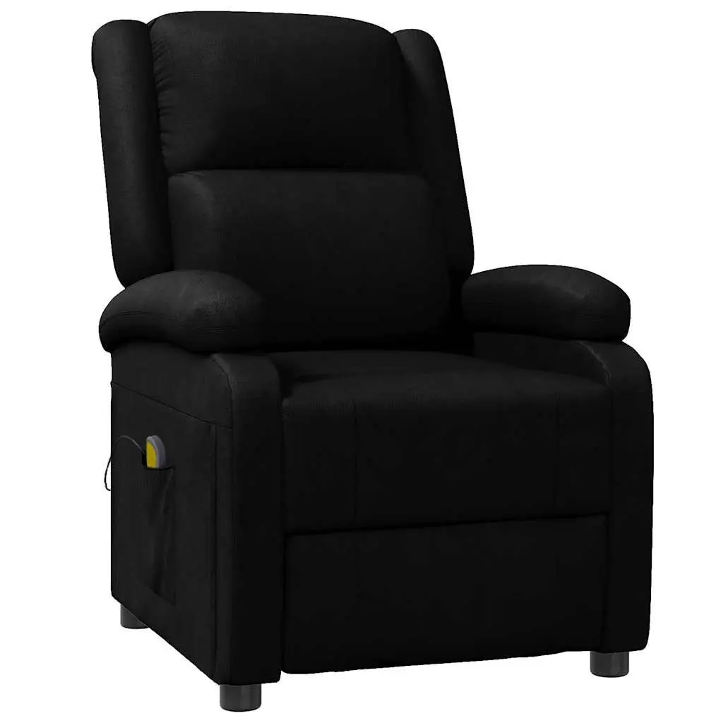 Electric Massage Chair Reclining Black Faux Leather 3 Positions 6 Points Vibration Massage