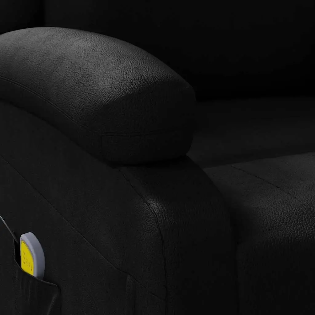 Electric Massage Chair Reclining Black Faux Leather 3 Positions 6 Points Vibration Massage