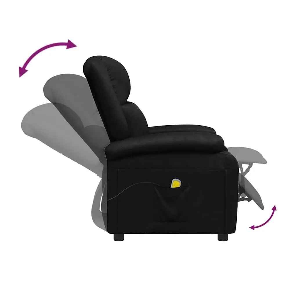 Electric Massage Chair Reclining Black Faux Leather 3 Positions 6 Points Vibration Massage