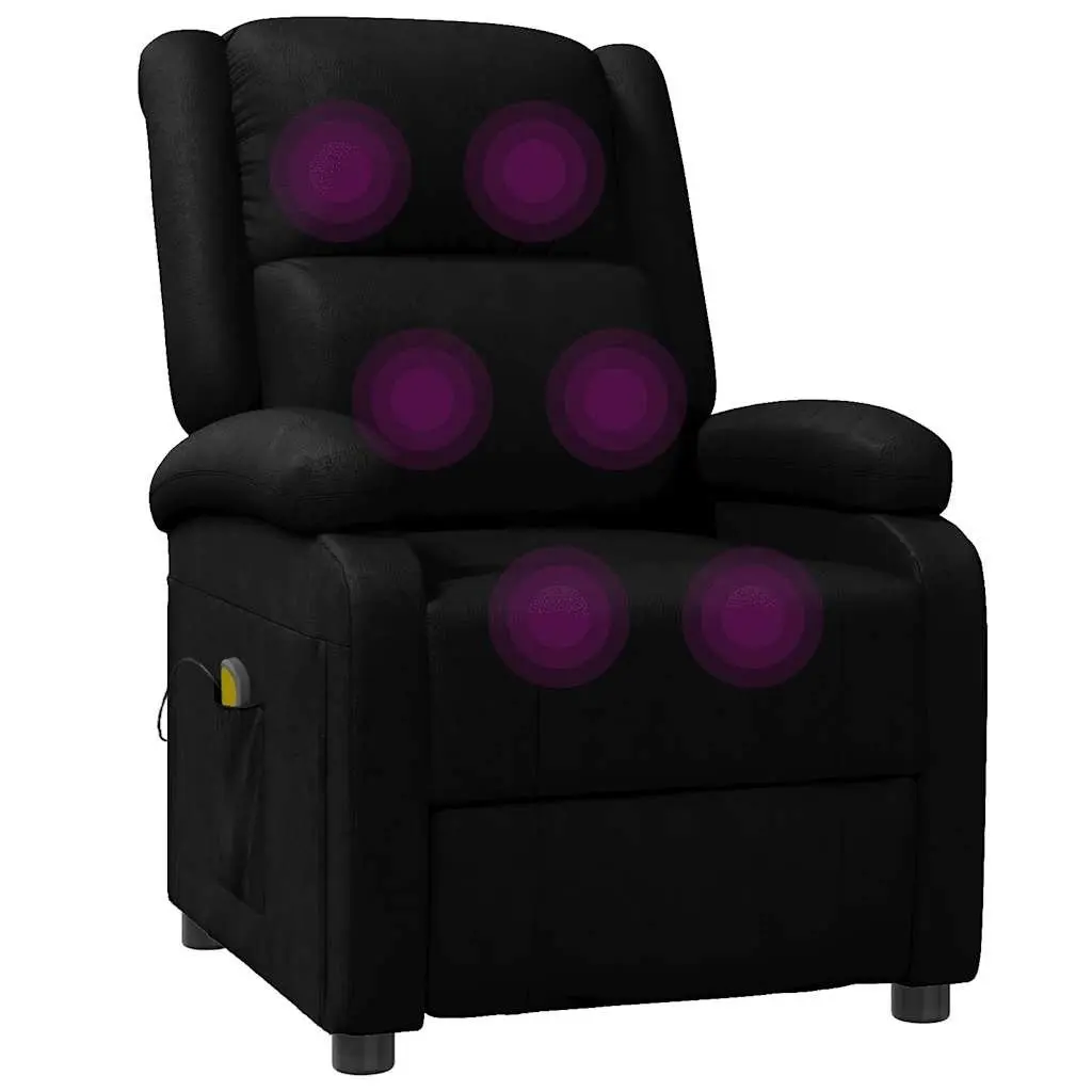 Electric Massage Chair Reclining Black Faux Leather 3 Positions 6 Points Vibration Massage
