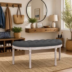 Velvet Grey Bench 110.5x45x49 cm for Living Spaces