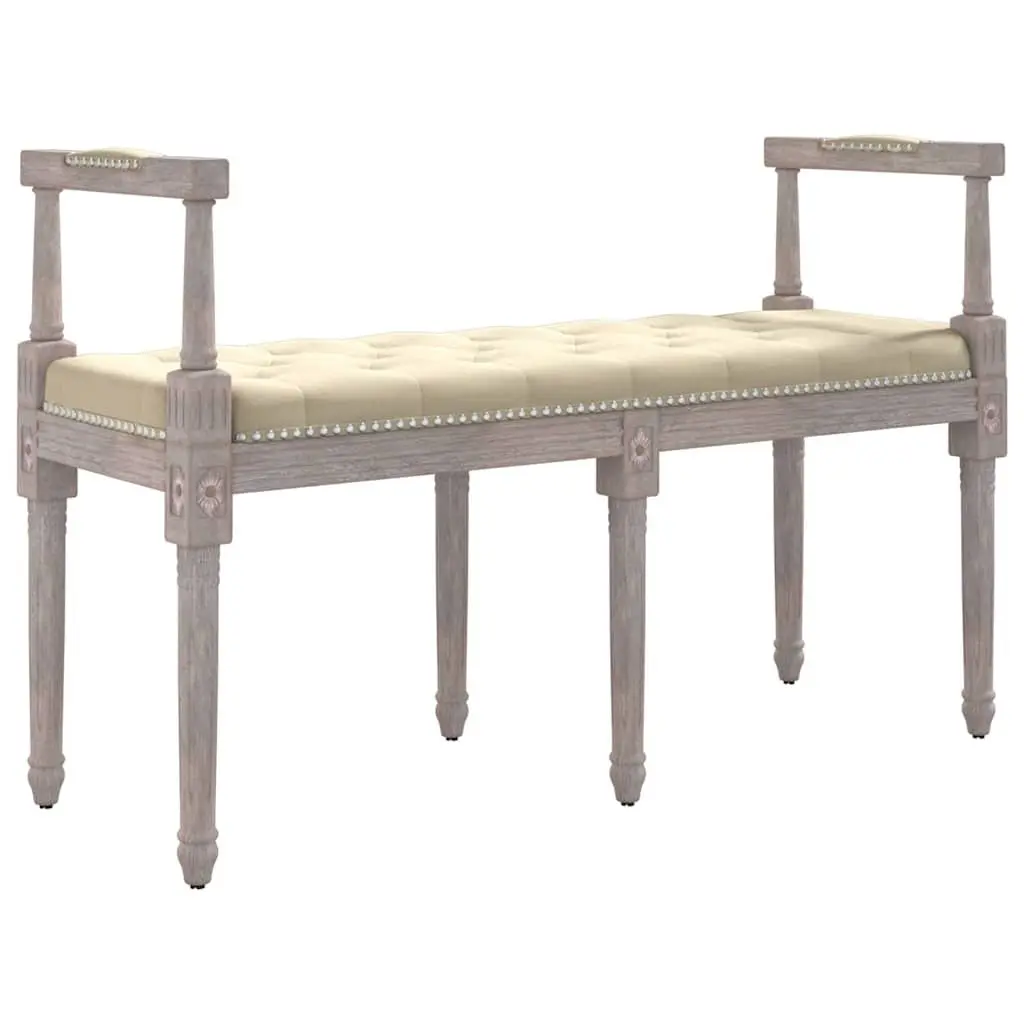 Linen Bench with Wood Legs 110x40x70 cm