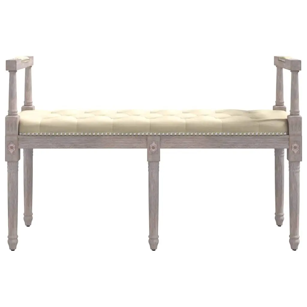 Linen Bench with Wood Legs 110x40x70 cm