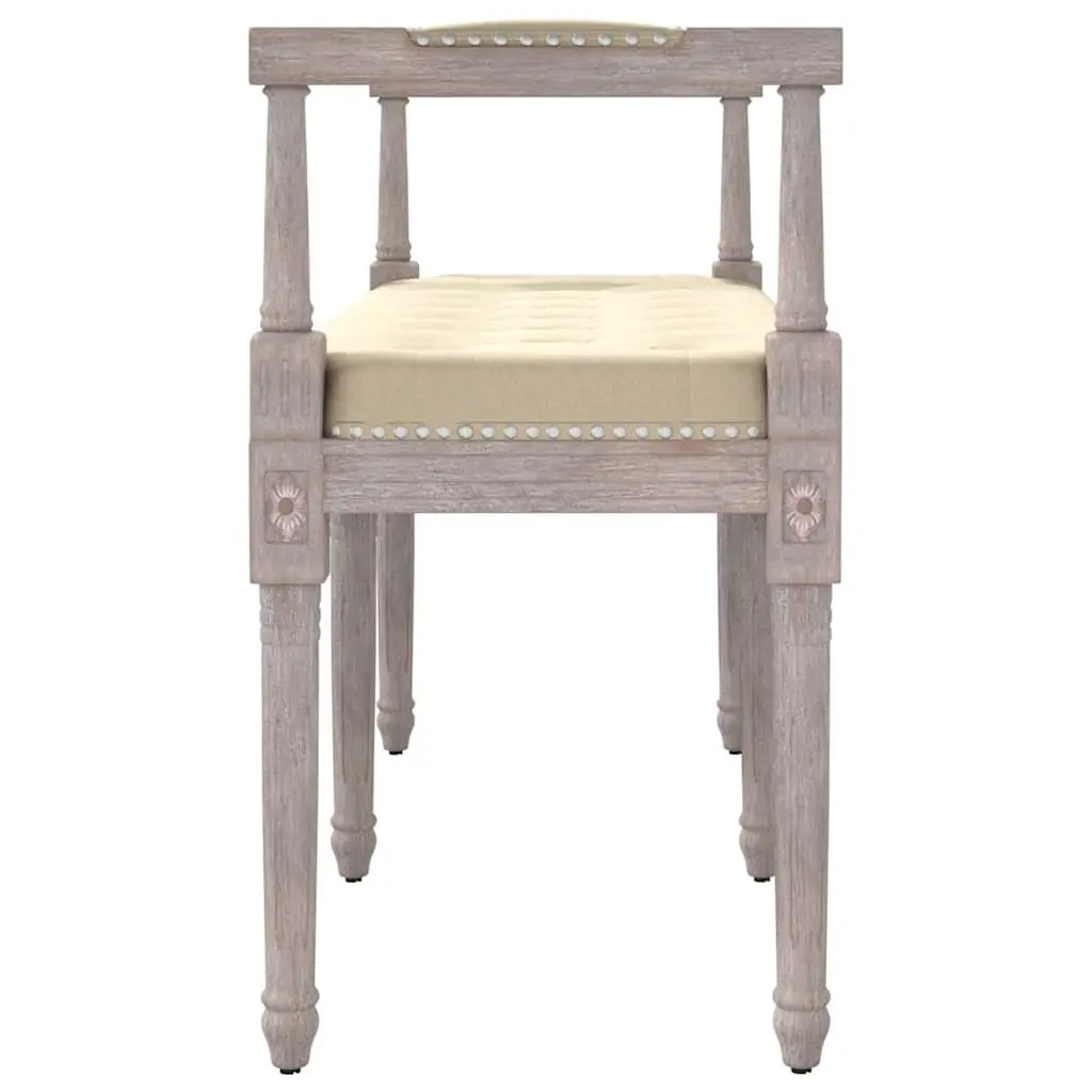 Linen Bench with Wood Legs 110x40x70 cm