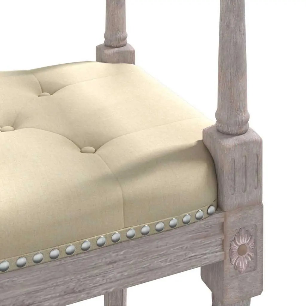Linen Bench with Wood Legs 110x40x70 cm