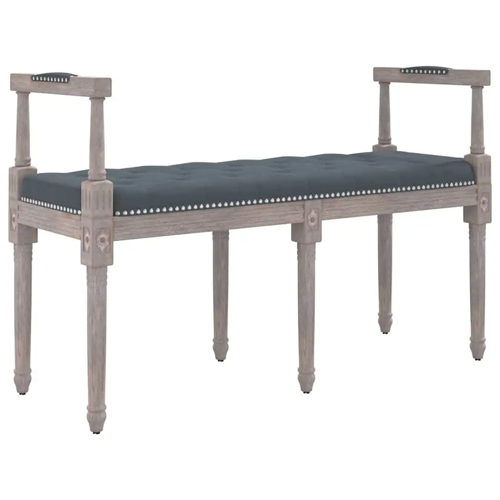 Tufted Velvet Bench Dark Grey Wooden Legs 110x40x70cm Entryway Living Room Furniture