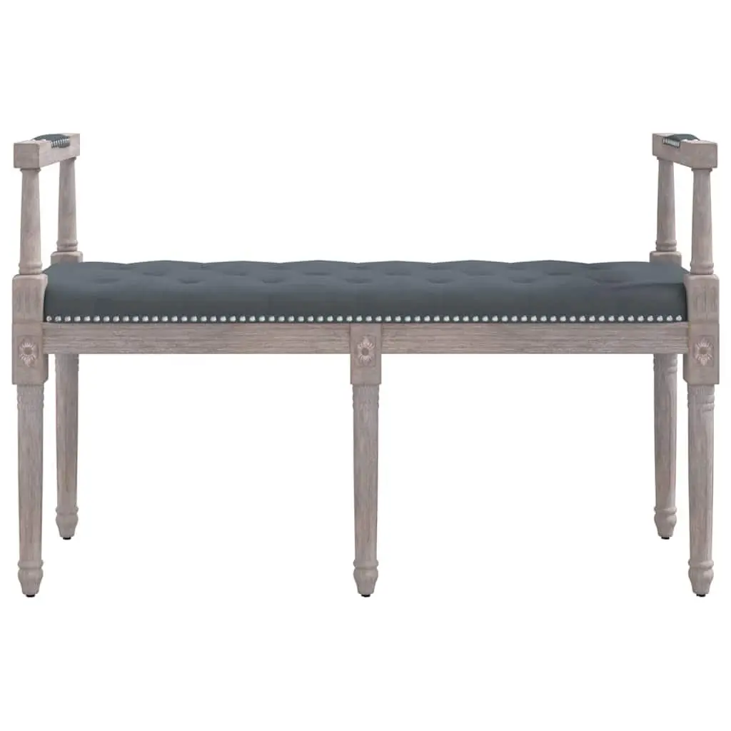 Tufted Velvet Bench Dark Grey Wooden Legs 110x40x70cm Entryway Living Room Furniture