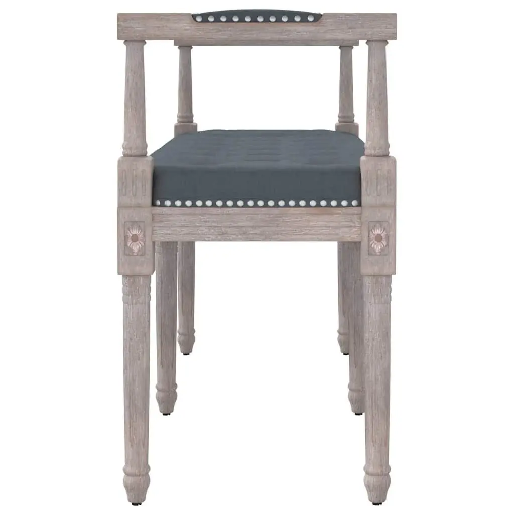 Tufted Velvet Bench Dark Grey Wooden Legs 110x40x70cm Entryway Living Room Furniture