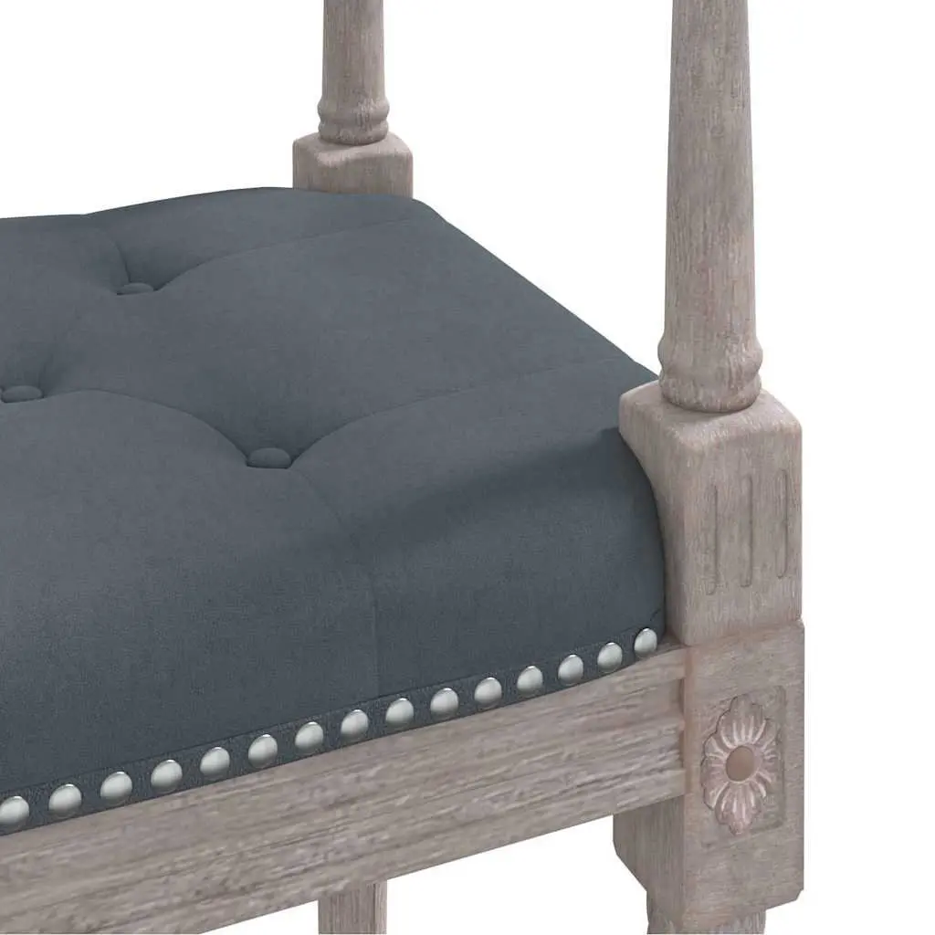 Tufted Velvet Bench Dark Grey Wooden Legs 110x40x70cm Entryway Living Room Furniture