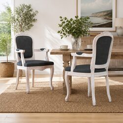 Set of 2 Grey Velvet Dining Chairs with Wooden Legs