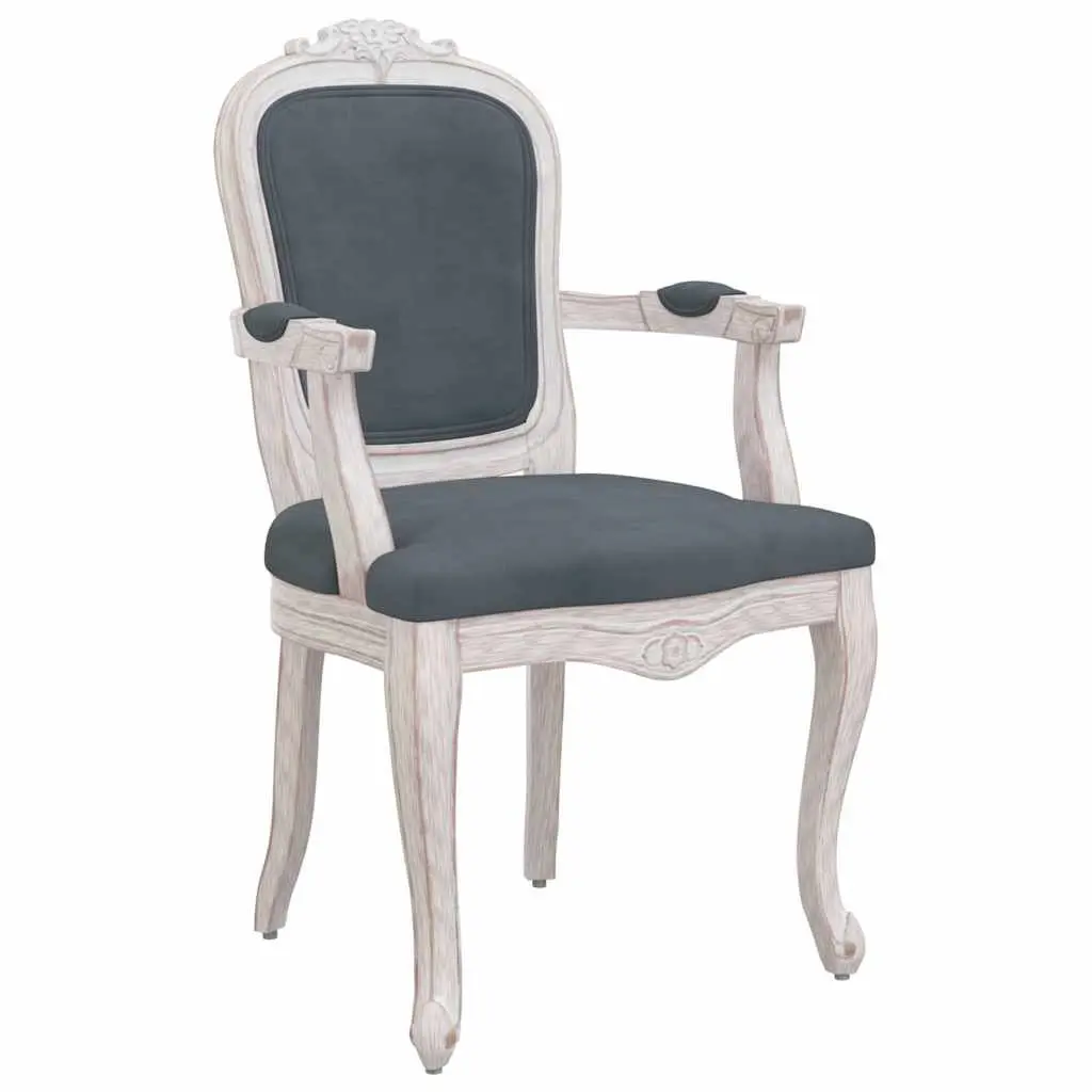 Dining Chairs Grey Velvet Upholstery Wooden Legs 2 Piece