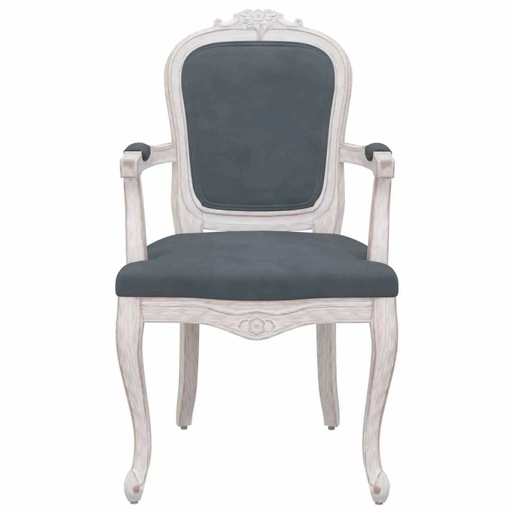 Dining Chairs Grey Velvet Upholstery Wooden Legs 2 Piece