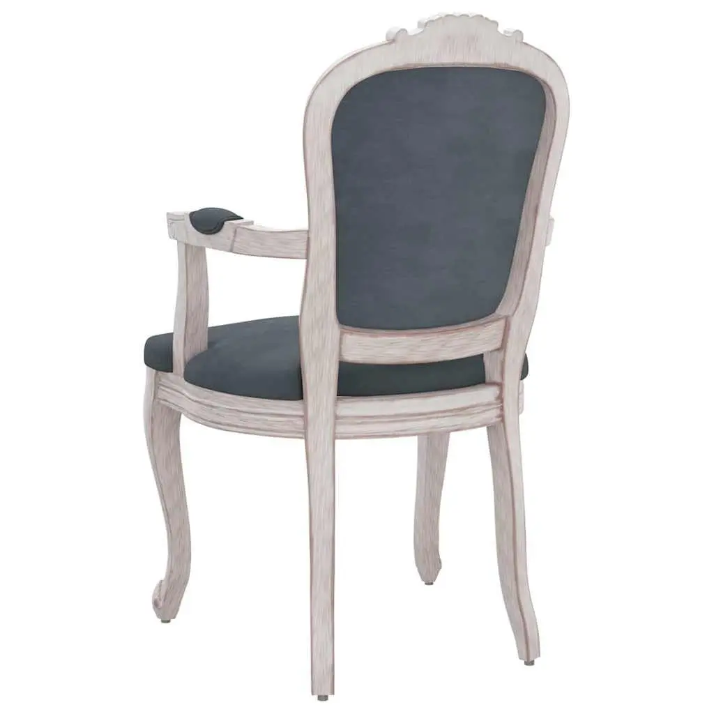 Dining Chairs Grey Velvet Upholstery Wooden Legs 2 Piece