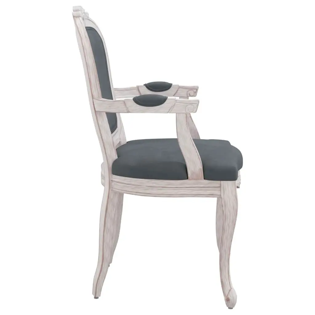 Dining Chairs Grey Velvet Upholstery Wooden Legs 2 Piece