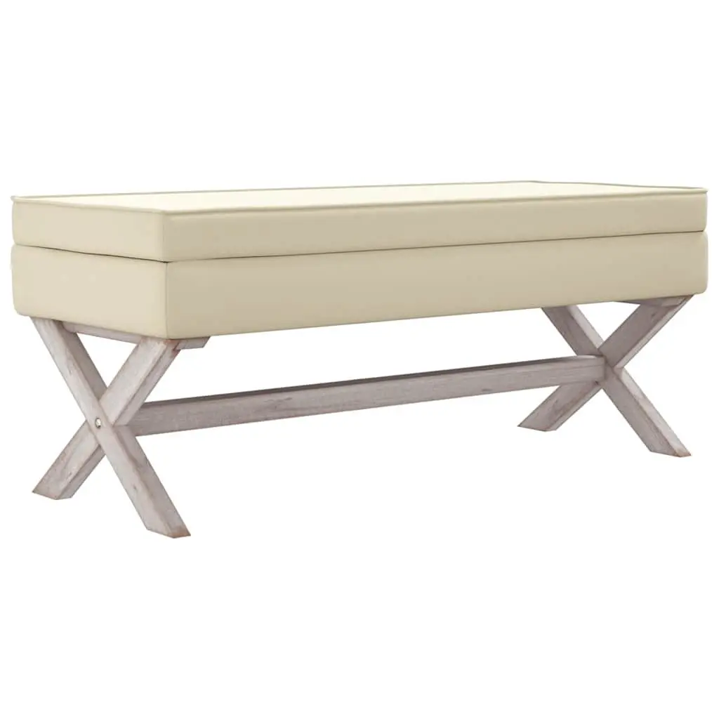 Beige Linen Storage Stool Bench 110x45x49cm
