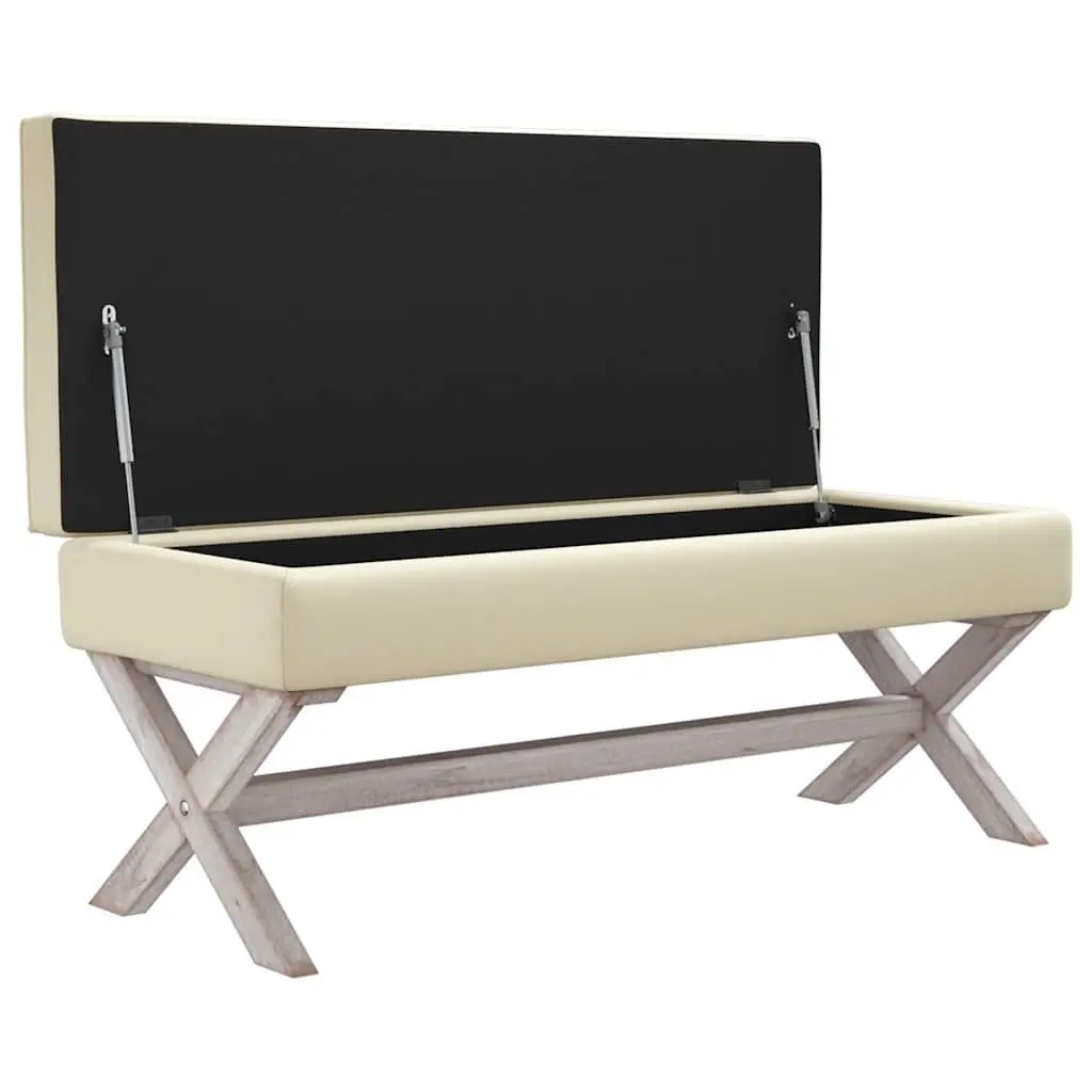 Beige Linen Storage Stool Bench 110x45x49cm