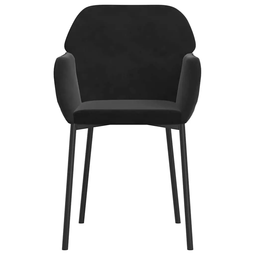 Dining Chairs Black Velvet 2 pcs Padded Foam Armrest Backrest Metal Plywood Frame