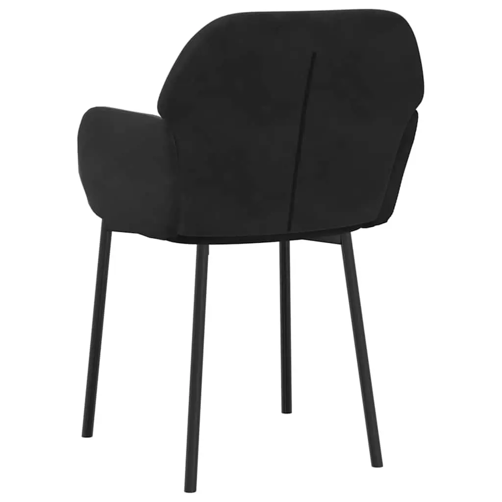 Dining Chairs Black Velvet 2 pcs Padded Foam Armrest Backrest Metal Plywood Frame