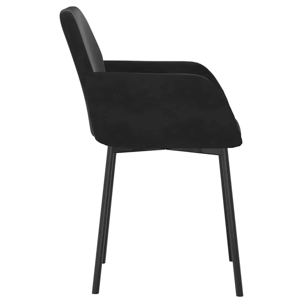 Dining Chairs Black Velvet 2 pcs Padded Foam Armrest Backrest Metal Plywood Frame