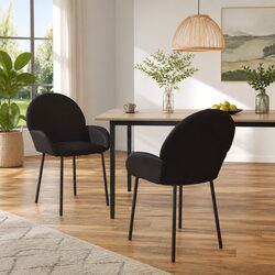 Elegant Black Faux Leather Dining Chairs - 2 Pcs