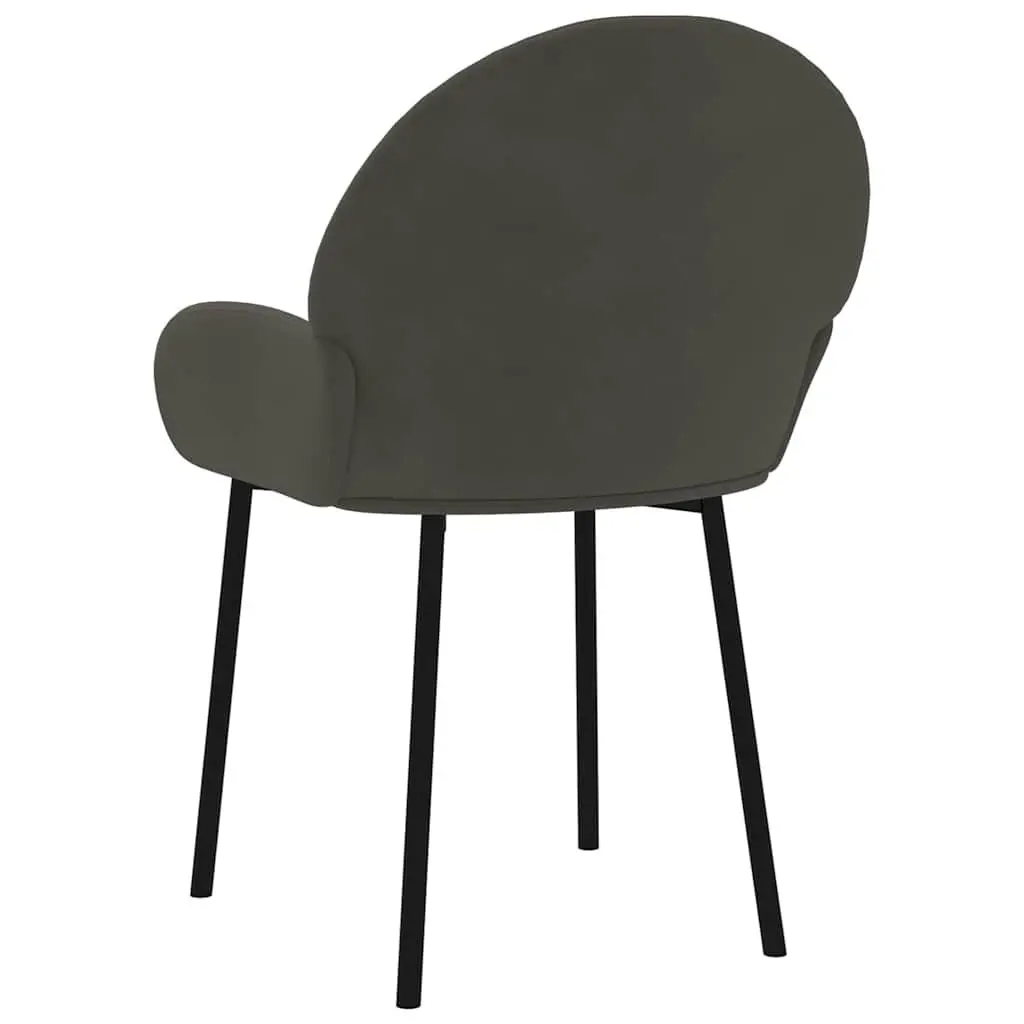 Set of 2 Grey Velvet Dining Chairs with Armrests