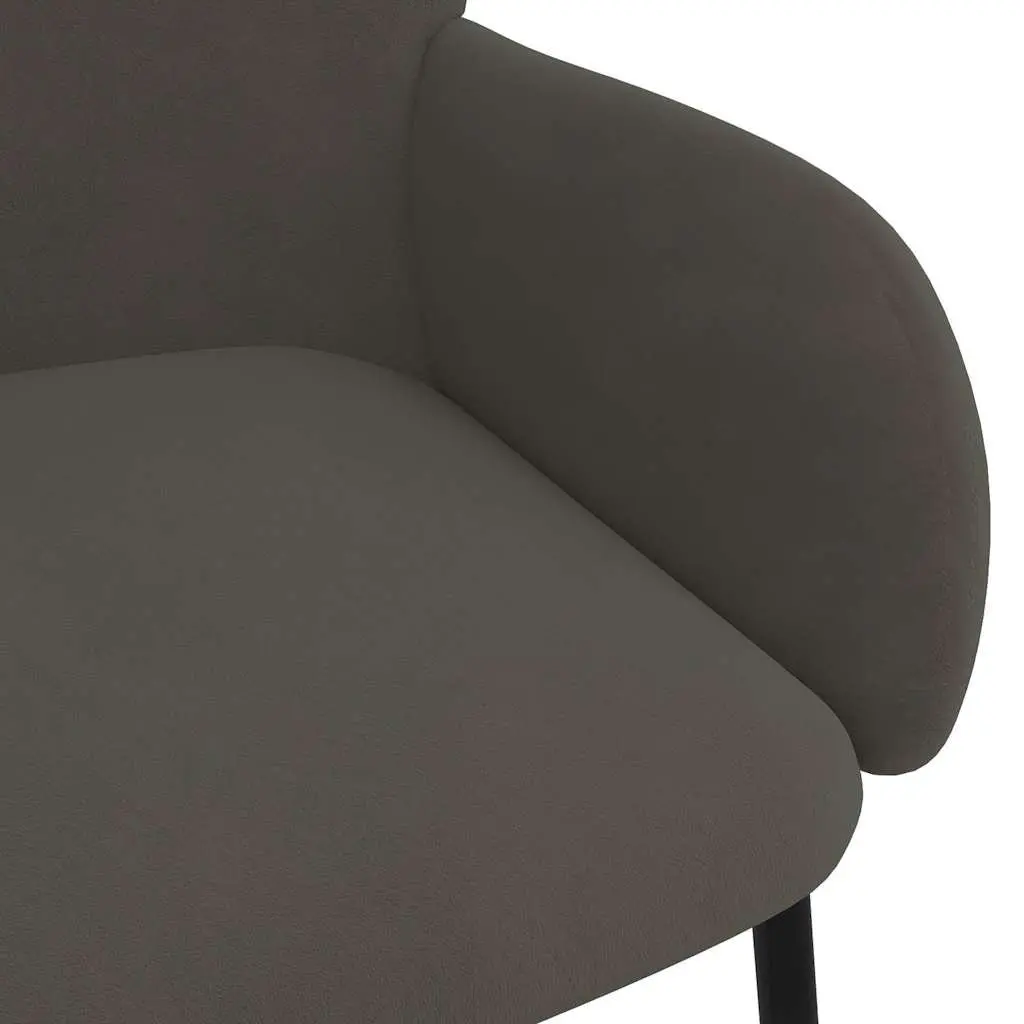 Set of 2 Grey Velvet Dining Chairs with Armrests
