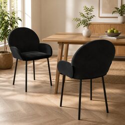 Elegant Black Velvet Dining Chairs - Set of 2