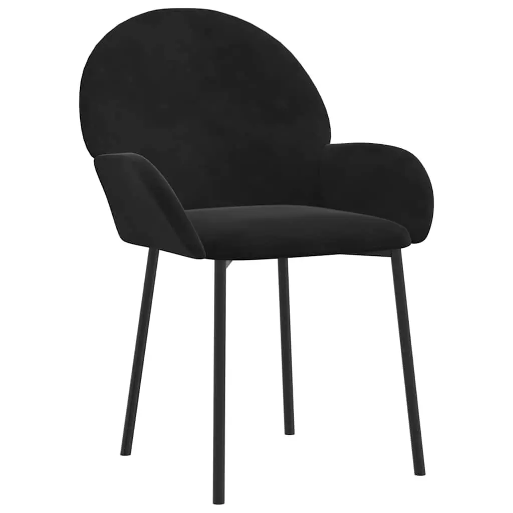 Dining Chairs 2 pcs Black Velvet Kitchen Room Seat Armrest Backrest Padded Foam