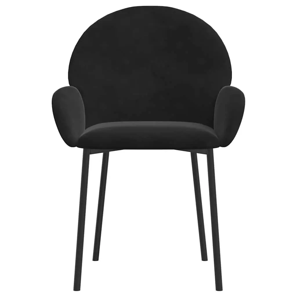 Dining Chairs 2 pcs Black Velvet Kitchen Room Seat Armrest Backrest Padded Foam