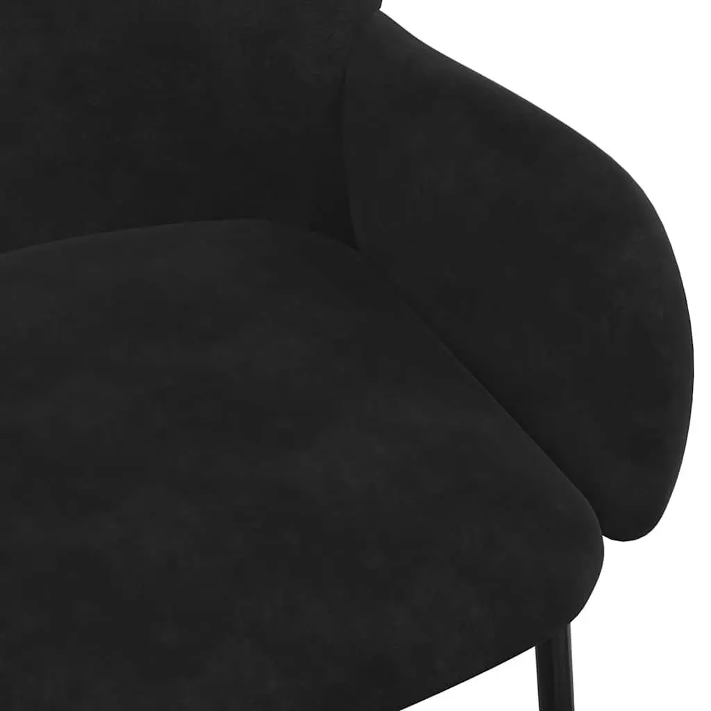 Dining Chairs 2 pcs Black Velvet Kitchen Room Seat Armrest Backrest Padded Foam