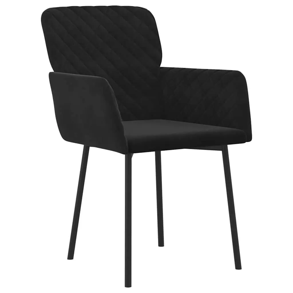 Black Velvet Dining Chairs, 2-Piece Set