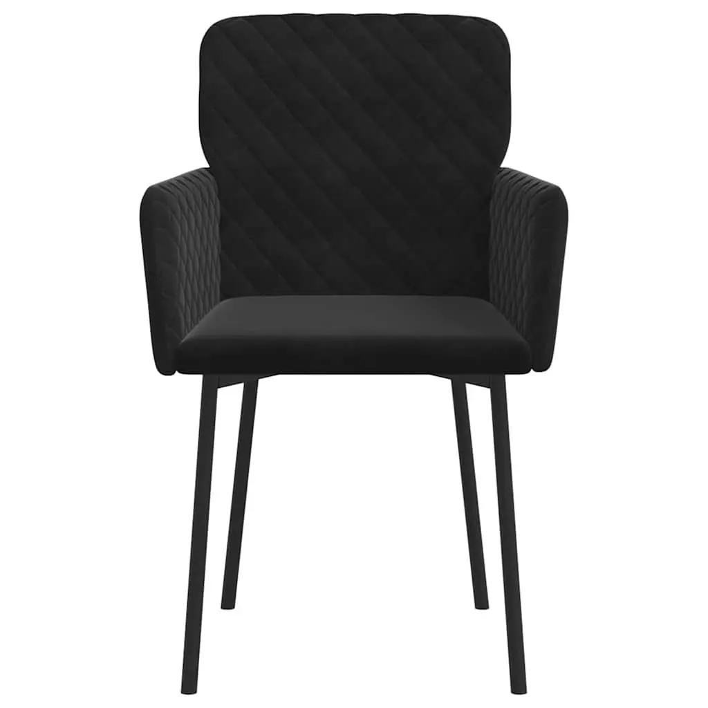 Black Velvet Dining Chairs, 2-Piece Set