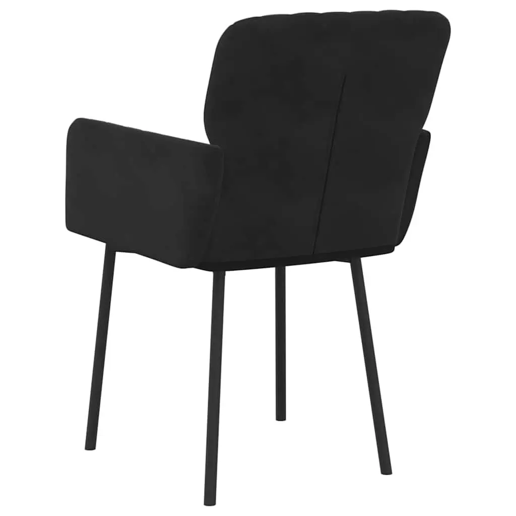 Black Velvet Dining Chairs, 2-Piece Set