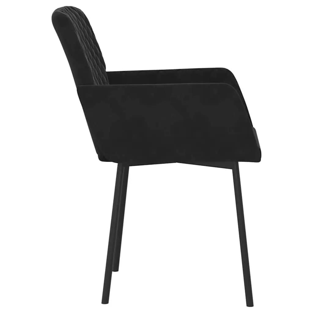 Black Velvet Dining Chairs, 2-Piece Set