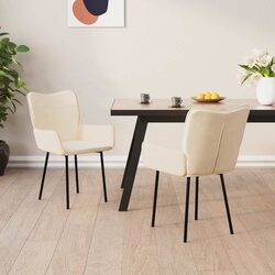 Dining Chairs 2 pcs Cream Velvet Kitchen Living Room Furniture Ergonomic Design