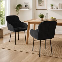 Elegant Black Velvet Dining Chairs - 2 Pieces