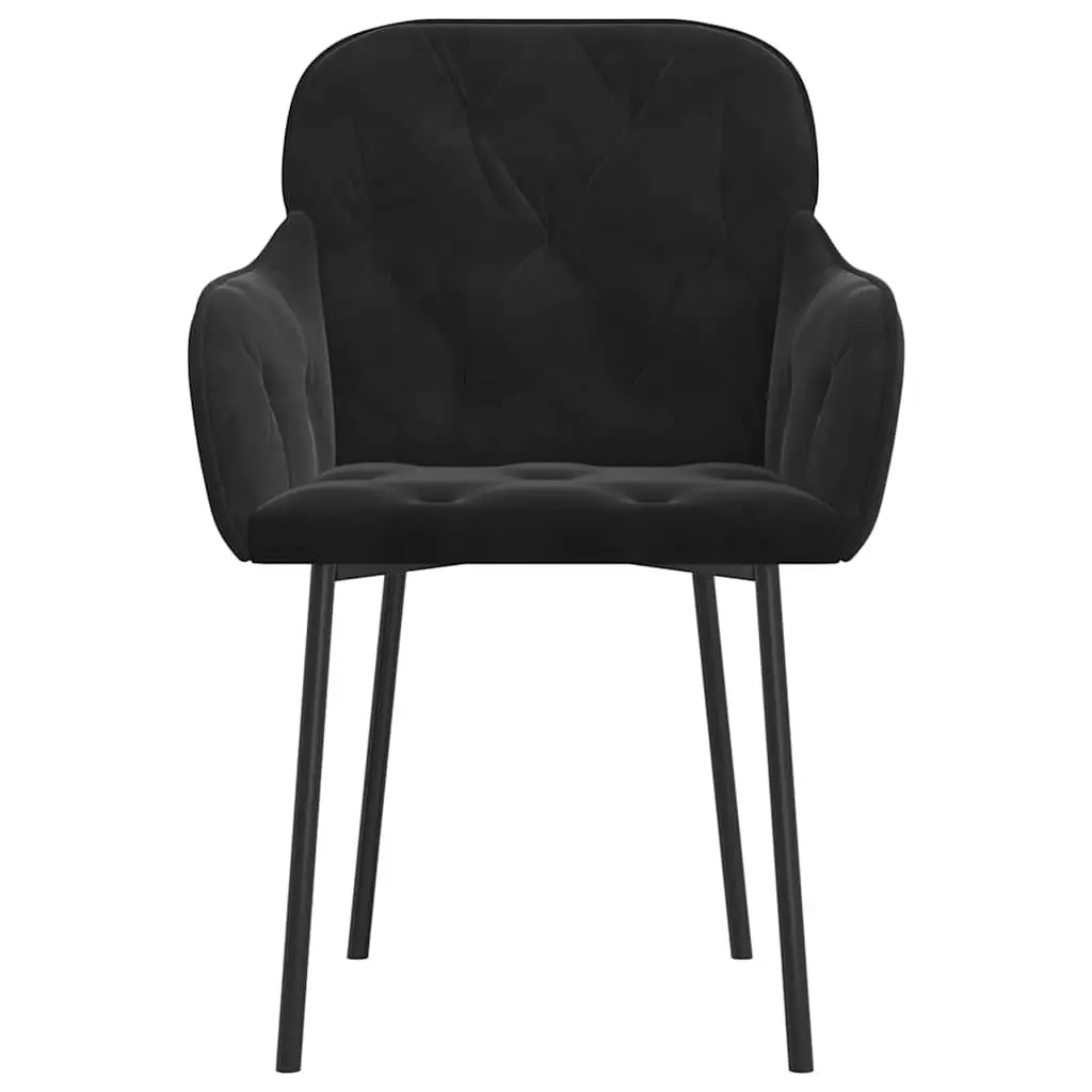 Dining Chairs 2 pcs Black Velvet Kitchen Room Seat Armrest Backrest Padded Foam
