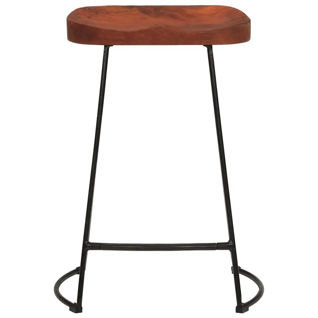 Bar Stools 2 pcs Solid Wood Mango Brown Retro Kitchen Counter Seating Furniture