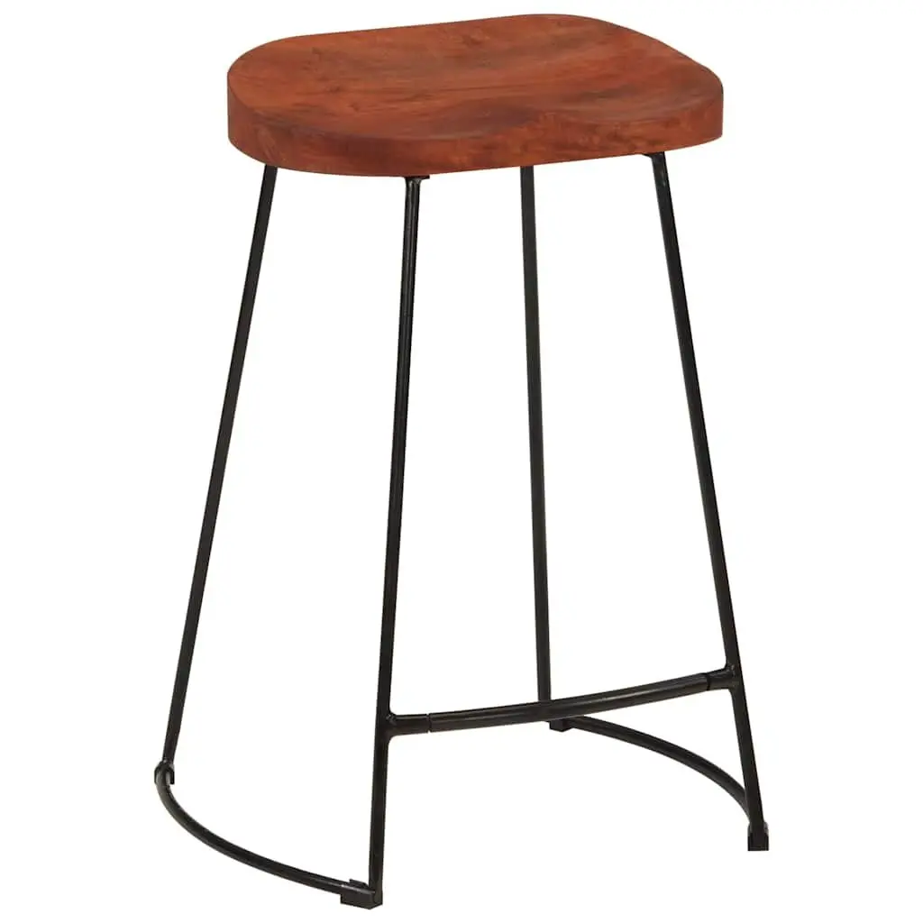 Bar Stools 2 pcs Solid Wood Mango Brown Retro Kitchen Counter Seating Furniture