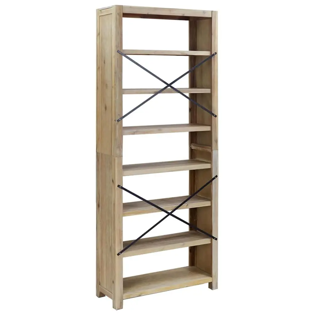 7-Tier Wooden Bookcase 80x30x200cm Shelving Unit Storage Organiser Acacia Brown