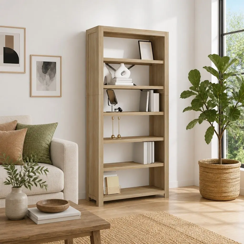 6-Tier Bookcase Rustic Brown 80x30x170cm Solid Acacia Wood Storage Shelving Display
