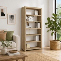 6-Tier Solid Wood Bookcase in Brown 80x30x170cm