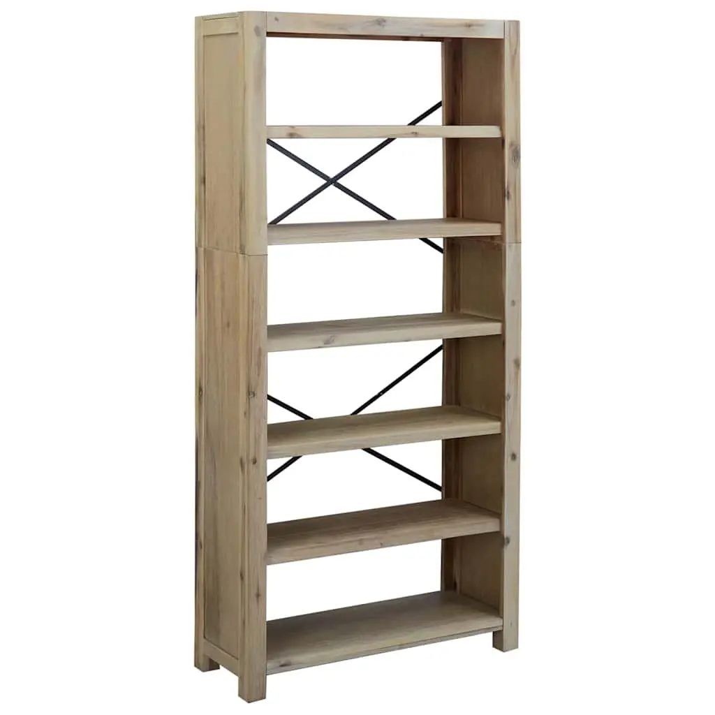 6-Tier Bookcase Rustic Brown 80x30x170cm Solid Acacia Wood Storage Shelving Display