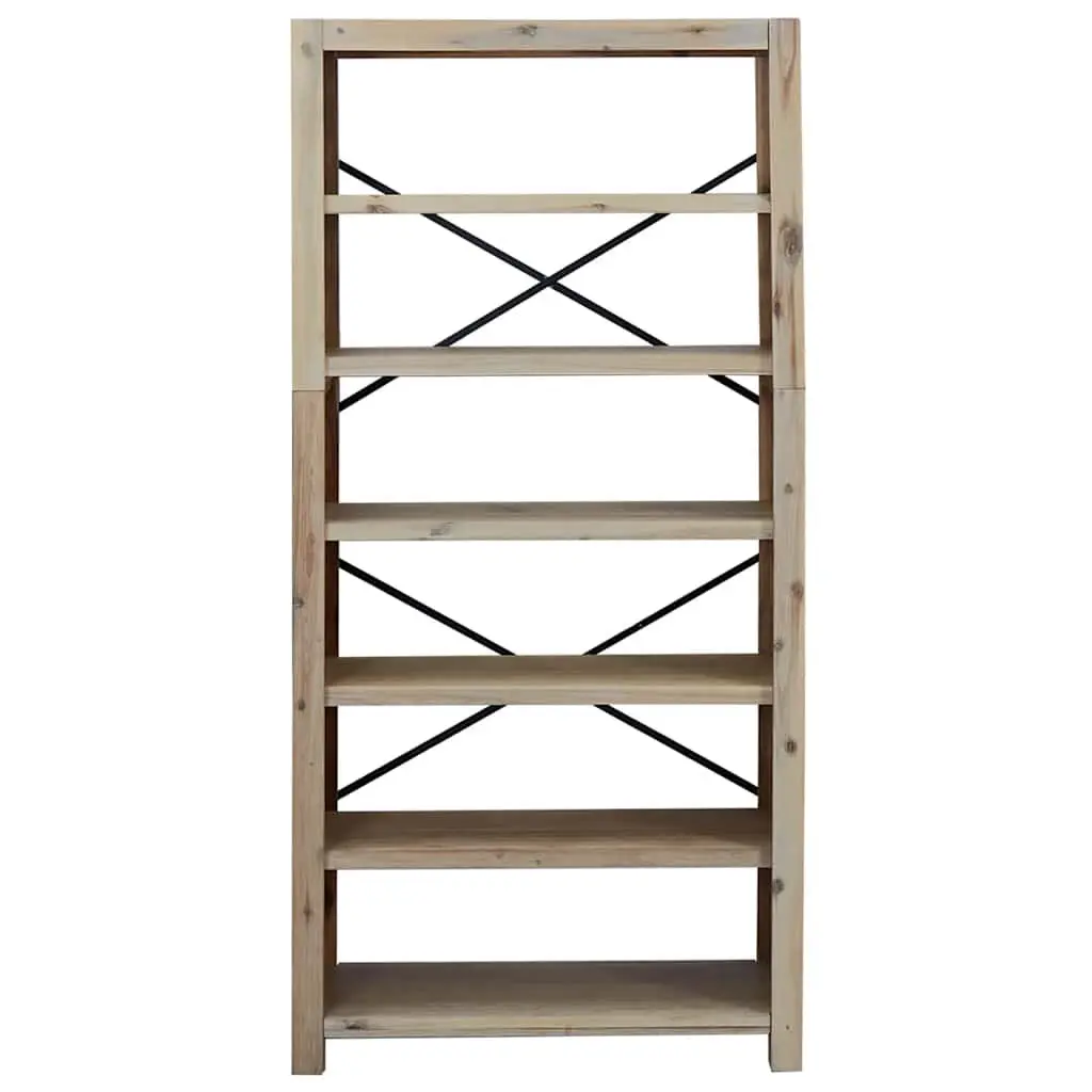 6-Tier Bookcase Rustic Brown 80x30x170cm Solid Acacia Wood Storage Shelving Display