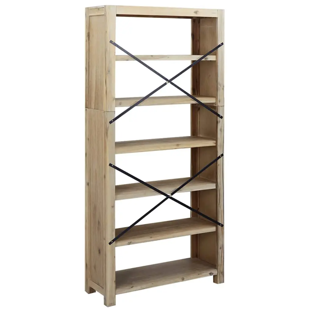 6-Tier Bookcase Rustic Brown 80x30x170cm Solid Acacia Wood Storage Shelving Display