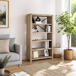 5-Tier Wooden Bookcase with Rustic Brown Finish