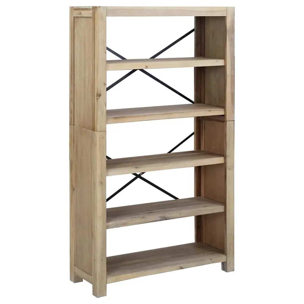 5-Tier Wooden Bookcase with Rustic Brown Finish