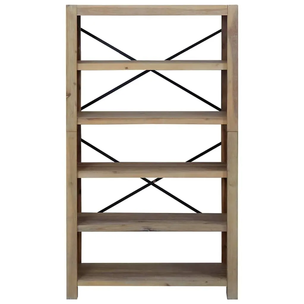 5-Tier Wooden Bookcase with Rustic Brown Finish
