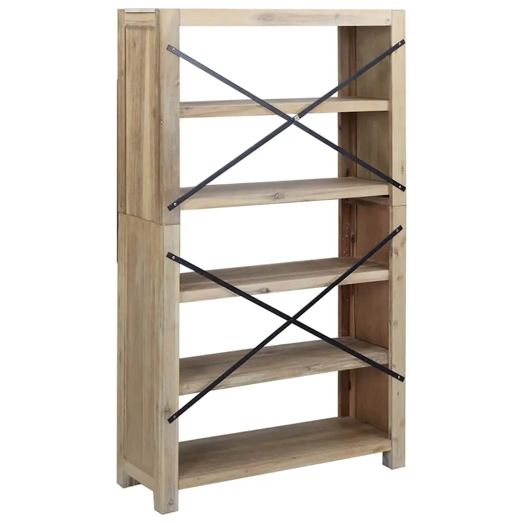 5-Tier Wooden Bookcase with Rustic Brown Finish