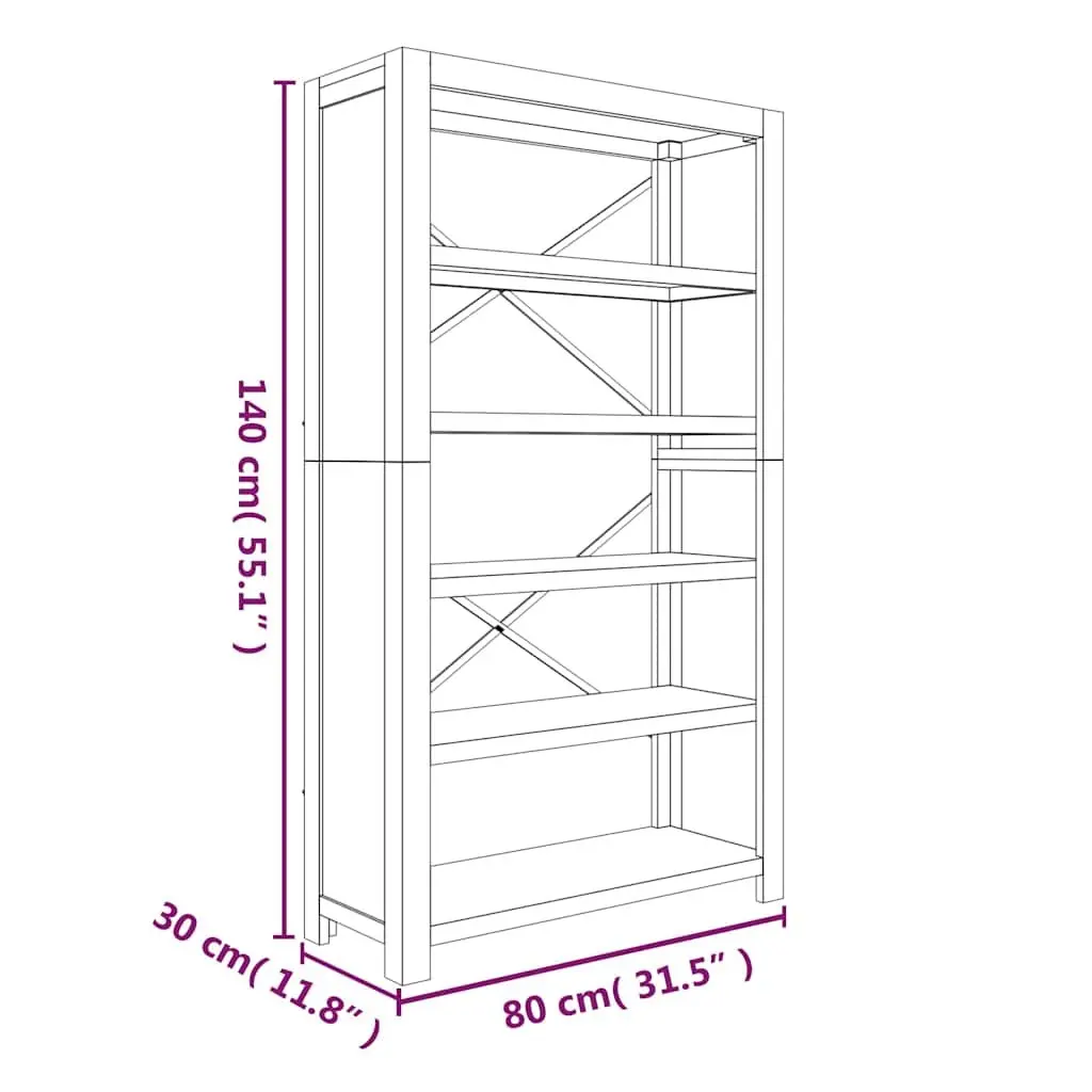 5-Tier Wooden Bookcase with Rustic Brown Finish